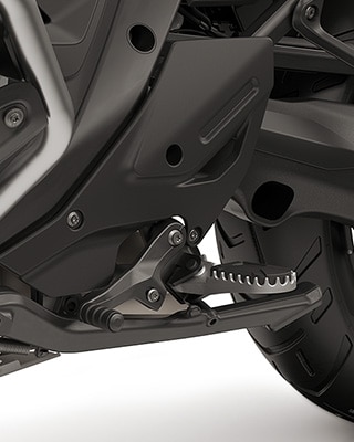 Enduro-features zoals een grotere motorbescherming, opklapbare remhendels en verstelbaar schakelpedaal, Enduro-voetsteunen incl. voetsteunen voor passagier