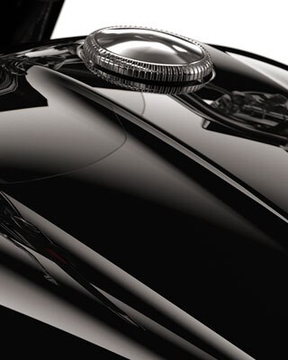 We see the black tank and bolted logo.