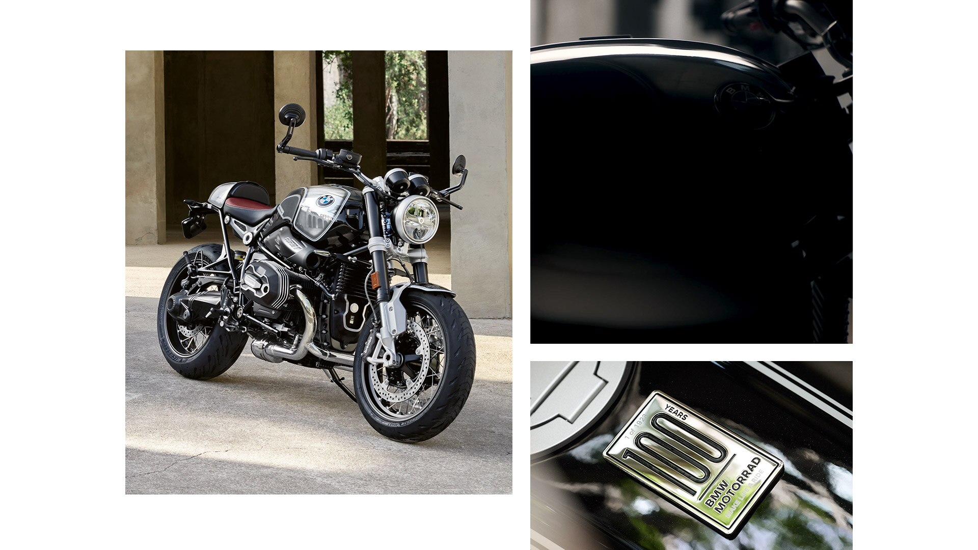 Collage avec des photos de la R nineT 100 Years de BMW Motorrad