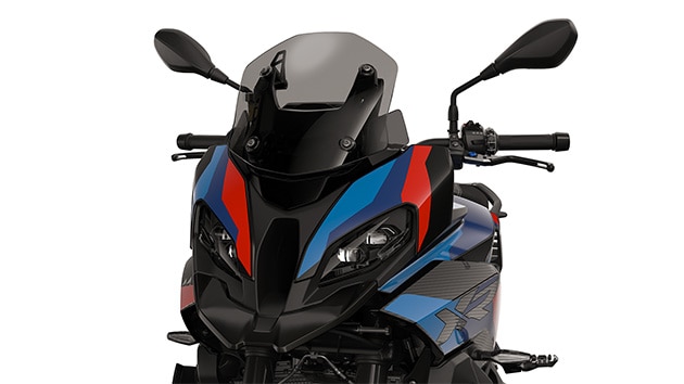 De sportieve voorkant van de M 1000 XR van BMW Motorrad
