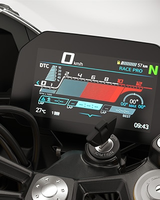 Modes de conduite Pro et écran TFT 6,5" de la F 450 RR de BMW Motorrad