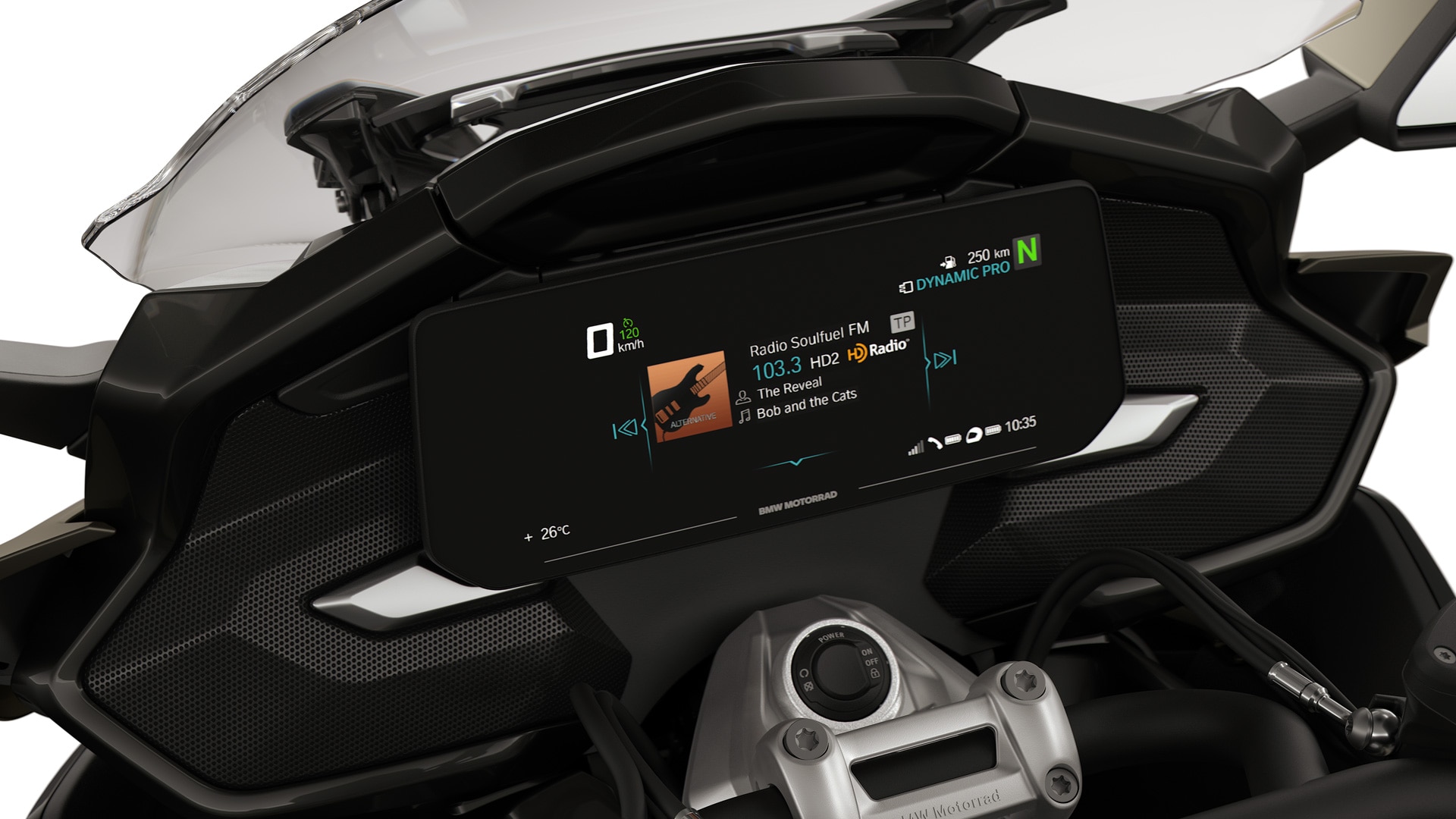 Focus op het TFT-display en de boxen van de K 1600 B.