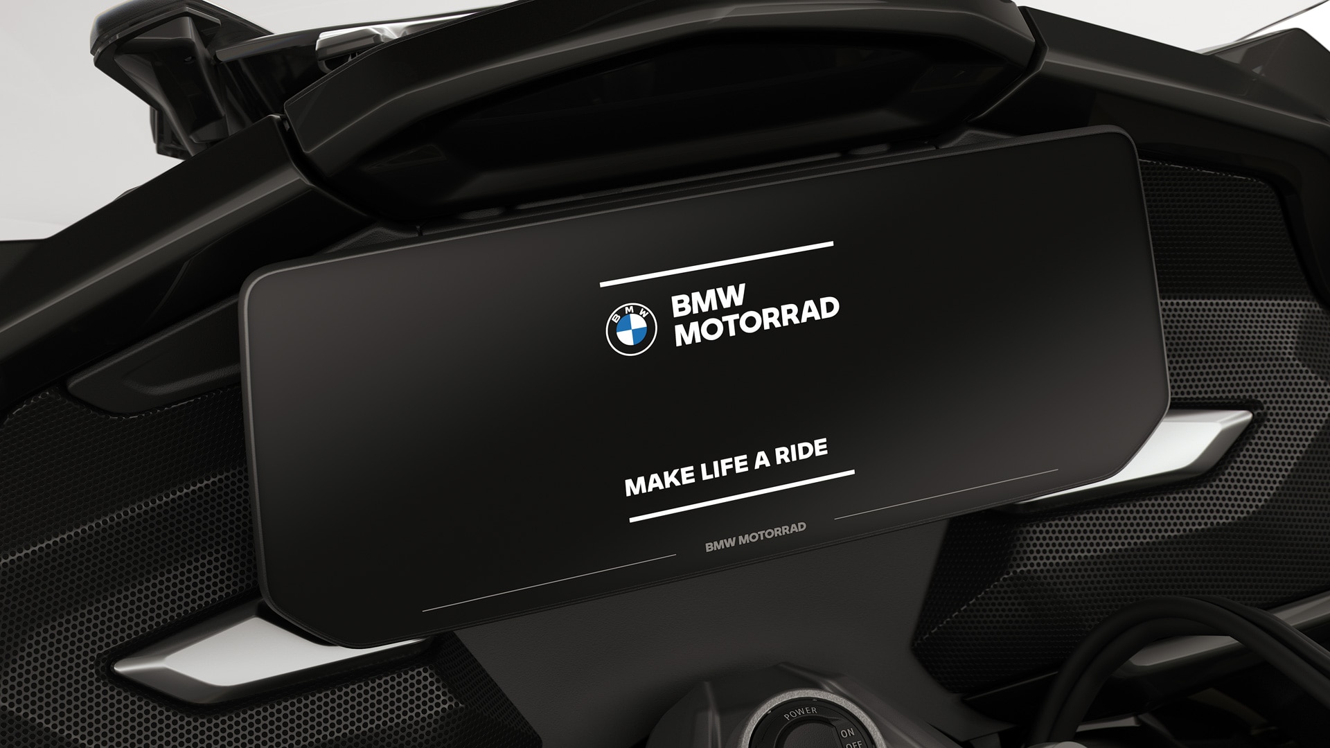 Focus op het kleurendisplay met BMW Motorrad startscherm.