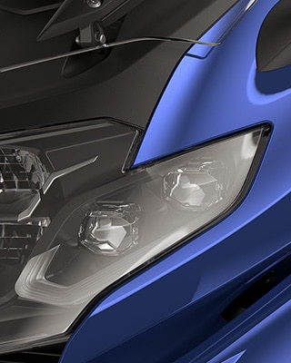 Focus on the LED headlights.